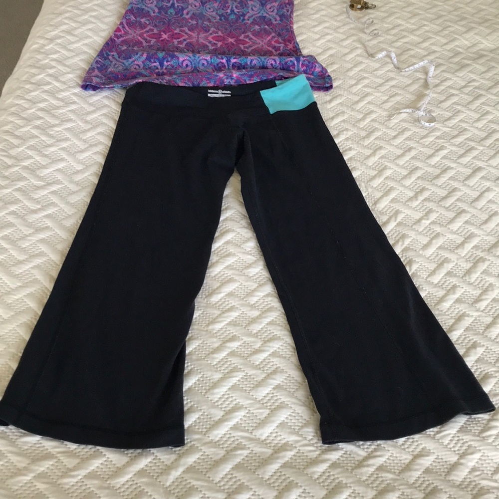 Lululemon wide leg capris aqua blue black size 4 - Picture 3 of 7